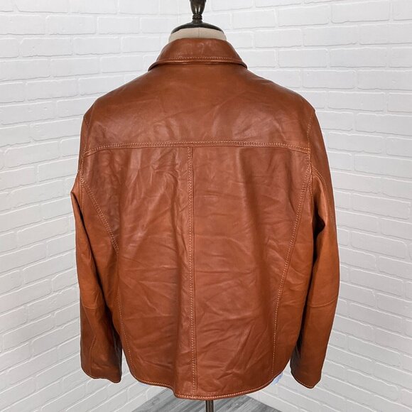 Robert Comstock Vertical Jacket Mens XLarge Brown Buttery Soft Leather Full Zip - Picture 4 of 13